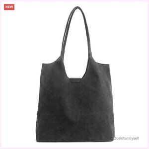 Faux Suede Tote Bag Hobo Handbag Magnetic Closure Casual Vegan Leather Purse